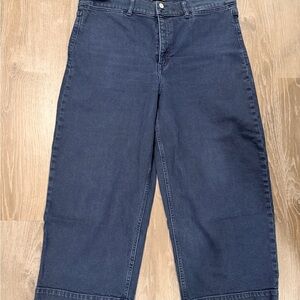 Banana Republic High-Rise Wide-Leg Crop Jeans in Dark Blue